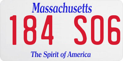 MA license plate 184SO6