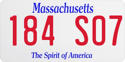 MA license plate 184SO7