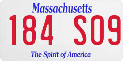 MA license plate 184SO9