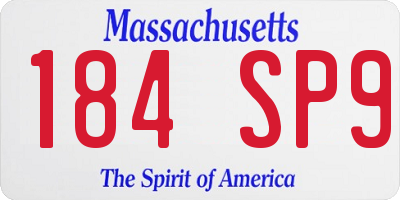 MA license plate 184SP9