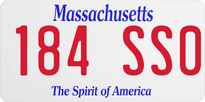 MA license plate 184SS0