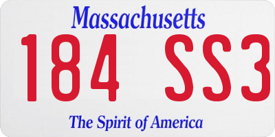 MA license plate 184SS3