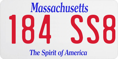 MA license plate 184SS8