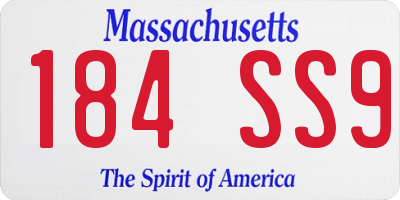 MA license plate 184SS9