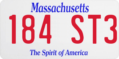 MA license plate 184ST3