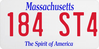 MA license plate 184ST4