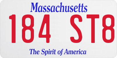 MA license plate 184ST8