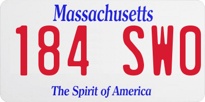 MA license plate 184SW0