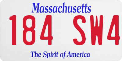 MA license plate 184SW4