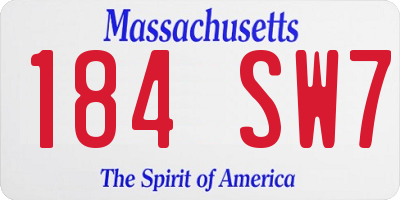 MA license plate 184SW7