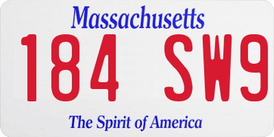 MA license plate 184SW9