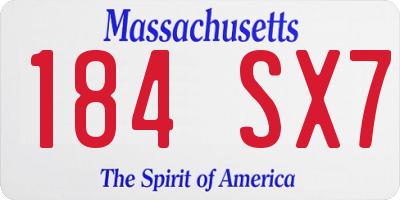 MA license plate 184SX7