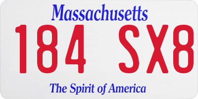 MA license plate 184SX8