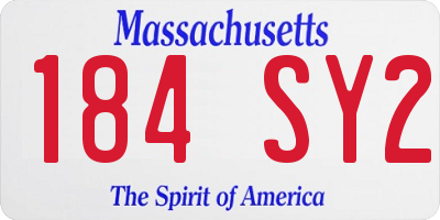 MA license plate 184SY2