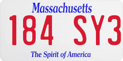 MA license plate 184SY3