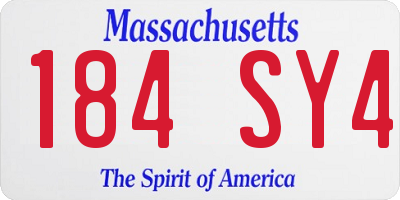 MA license plate 184SY4