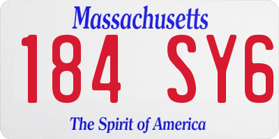 MA license plate 184SY6
