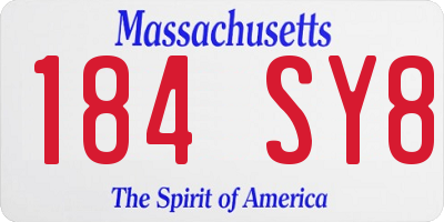 MA license plate 184SY8