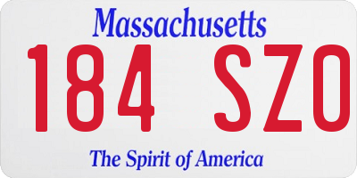MA license plate 184SZ0