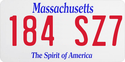 MA license plate 184SZ7