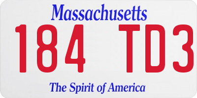 MA license plate 184TD3