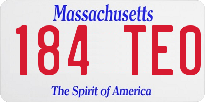 MA license plate 184TE0