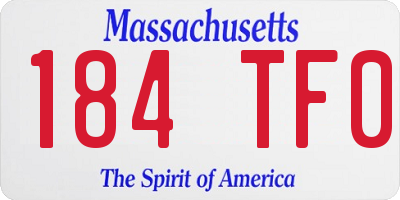 MA license plate 184TF0