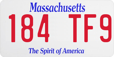 MA license plate 184TF9