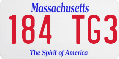 MA license plate 184TG3