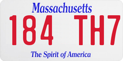 MA license plate 184TH7