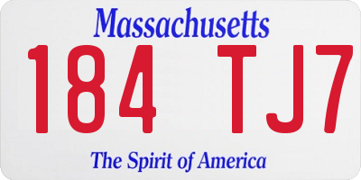 MA license plate 184TJ7