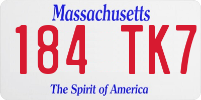 MA license plate 184TK7