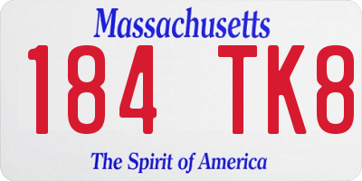 MA license plate 184TK8