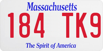 MA license plate 184TK9
