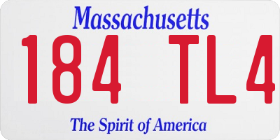 MA license plate 184TL4