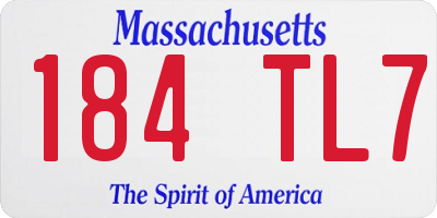 MA license plate 184TL7