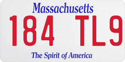 MA license plate 184TL9
