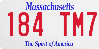 MA license plate 184TM7