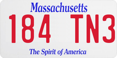MA license plate 184TN3