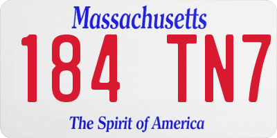 MA license plate 184TN7