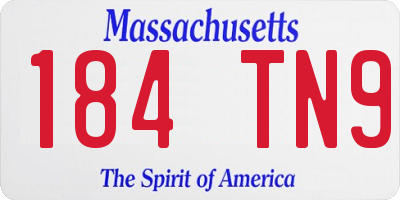 MA license plate 184TN9