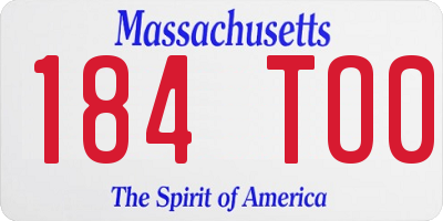 MA license plate 184TO0