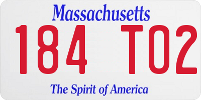 MA license plate 184TO2