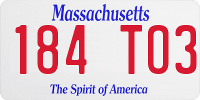 MA license plate 184TO3