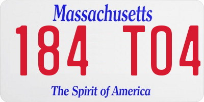 MA license plate 184TO4