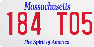 MA license plate 184TO5