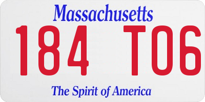 MA license plate 184TO6