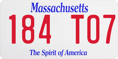 MA license plate 184TO7