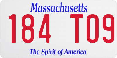 MA license plate 184TO9