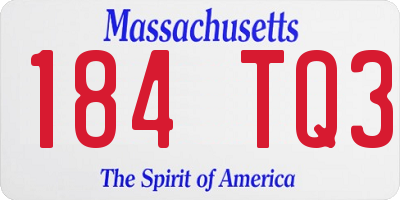 MA license plate 184TQ3